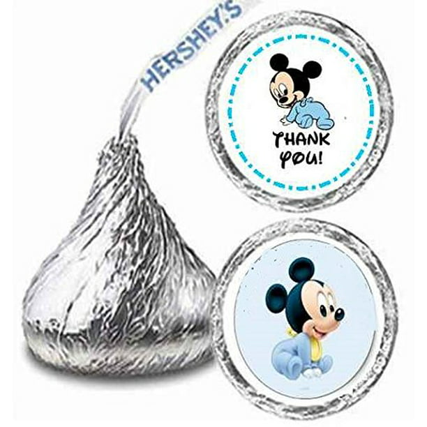 108 Mickey Mouse Baby Shower Hershey Kiss Label Sticker Favors Personalize
